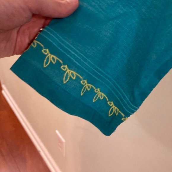 PRANA Organic cotton Embroidered V-neck Tunic. Teal blue. Size S - Picture 4 of 7